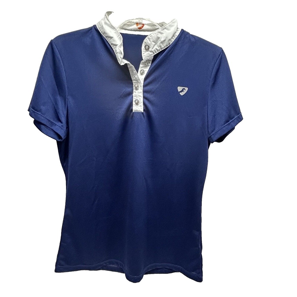 Aubrion Equestrian Blue Polyester Large Polo Shirt (A8)